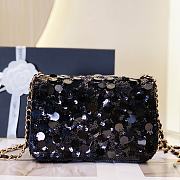 Fortok Chanel 23C Sequin Flap Bag Black 20cm - 6