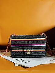 Fortok Chanel 24S Sequin Striped Braided Mini Flap Bag Black 20cm - 1