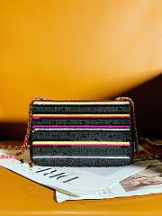 Fortok Chanel 24S Sequin Striped Braided Mini Flap Bag Black 20cm - 4