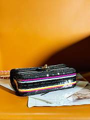 Fortok Chanel 24S Sequin Striped Braided Mini Flap Bag Black 20cm - 5