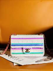 Fortok Chanel 24S Sequin Striped Braided Mini Flap Bag White 20cm - 1