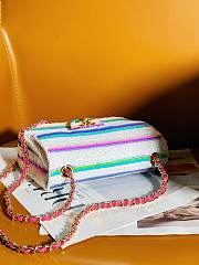 Fortok Chanel 24S Sequin Striped Braided Mini Flap Bag White 20cm - 6
