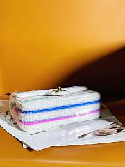 Fortok Chanel 24S Sequin Striped Braided Mini Flap Bag White 20cm - 5