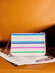 Fortok Chanel 24S Sequin Striped Braided Mini Flap Bag White 20cm - 4