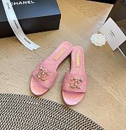 Fortok Chanel 24P Pearl Buckle Slippers Pink - 1
