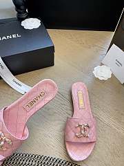 Fortok Chanel 24P Pearl Buckle Slippers Pink - 3