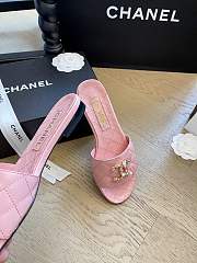 Fortok Chanel 24P Pearl Buckle Slippers Pink - 6
