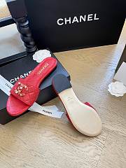 Fortok Chanel 24P Pearl Buckle Slippers Red - 6