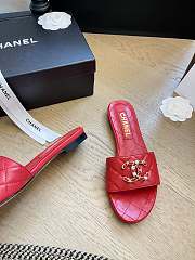 Fortok Chanel 24P Pearl Buckle Slippers Red - 5