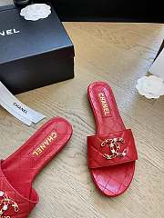 Fortok Chanel 24P Pearl Buckle Slippers Red - 4