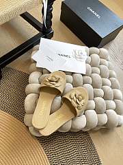 Fortok Chanel Camellia Slippers Beige - 6