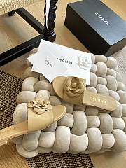 Fortok Chanel Camellia Slippers Beige - 5