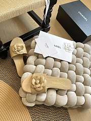 Fortok Chanel Camellia Slippers Beige - 4