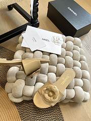Fortok Chanel Camellia Slippers Beige - 3