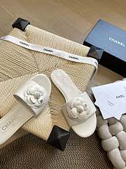 Fortok Chanel Camellia Slippers White - 6