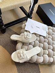 Fortok Chanel Camellia Slippers White - 2