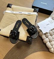 Fortok Chanel Camellia Slippers Black - 1