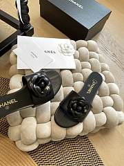 Fortok Chanel Camellia Slippers Black - 6