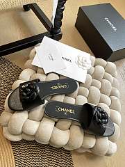Fortok Chanel Camellia Slippers Black - 4