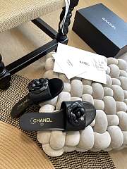 Fortok Chanel Camellia Slippers Black - 2
