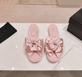 Fortok Chanel Bow Slippers Pink