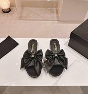 Fortok Chanel Bow Slippers Black - 1