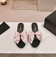 Fortok Chanel Pink Bow Slippers in Black  - 1