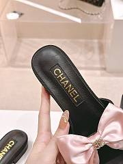 Fortok Chanel Pink Bow Slippers in Black  - 5