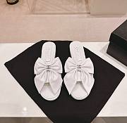 Fortok Chanel Bow Slippers White - 1