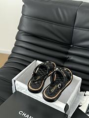 Fortok Chanel Dad Sandals Black Calf Leather  - 6