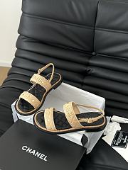 Fortok Chanel Dad Sandals Beige Calf Leather - 6