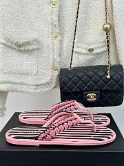Fortok Chanel 24P Knitted Double C Flip-flops Pink - 6