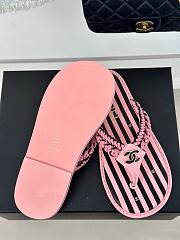 Fortok Chanel 24P Knitted Double C Flip-flops Pink - 4