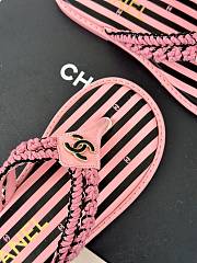 Fortok Chanel 24P Knitted Double C Flip-flops Pink - 3