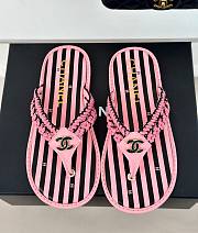 Fortok Chanel 24P Knitted Double C Flip-flops Pink - 1