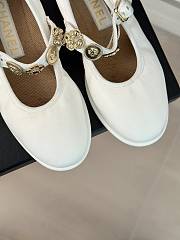 Fortok Chanel Mary Jane White Leather Shoes - 6