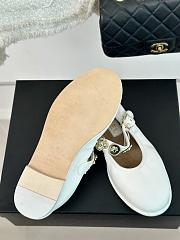 Fortok Chanel Mary Jane White Leather Shoes - 5