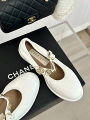 Fortok Chanel Mary Jane White Leather Shoes - 3