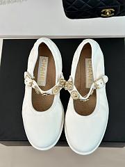 Fortok Chanel Mary Jane White Leather Shoes - 1