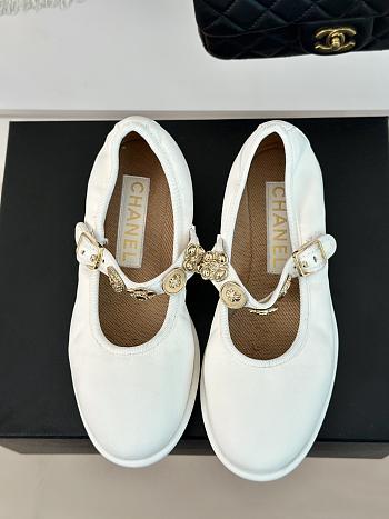 Fortok Chanel Mary Jane White Leather Shoes