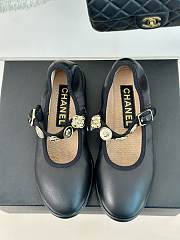 Fortok Chanel Mary Jane Black Leather Shoes - 1