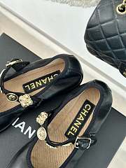 Fortok Chanel Mary Jane Black Leather Shoes - 6