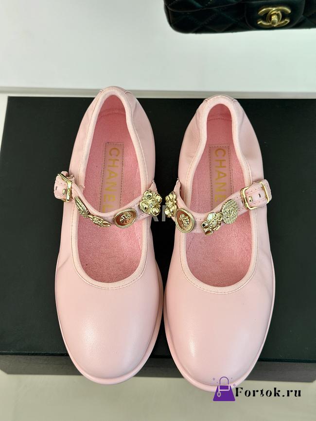 Fortok Chanel Mary Jane Pink Leather Shoes - 1