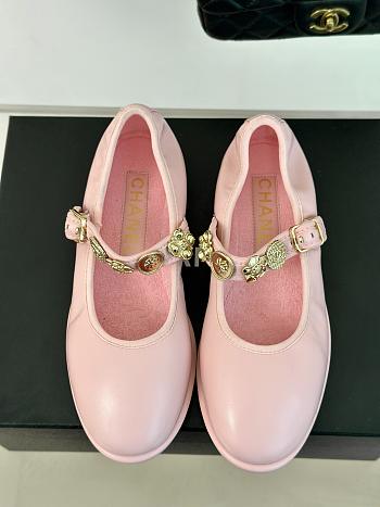 Fortok Chanel Mary Jane Pink Leather Shoes