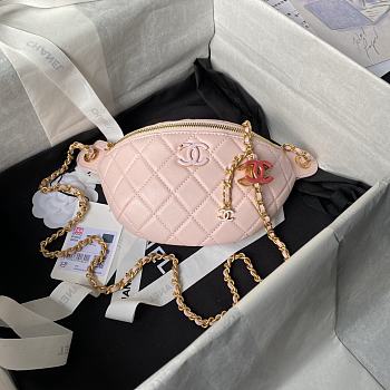 Fortok Chanel 24S Waist Bag Pink Double C Enamel Buckle AS4113 27cm