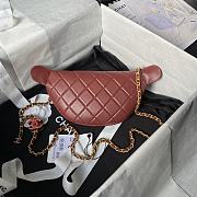 Fortok Chanel 24S Waist Bag Red Double C Enamel Buckle AS4113 27cm - 3