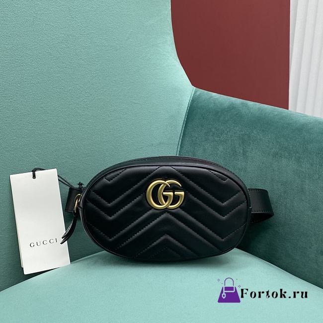 Fortok Gucci GG Marmont Matelasse Belt Bag Black 476434 18x11x5cm - 1