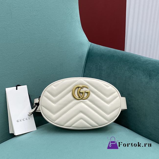 Fortok Gucci GG Marmont Matelasse Belt Bag White 476434 18x11x5cm - 1