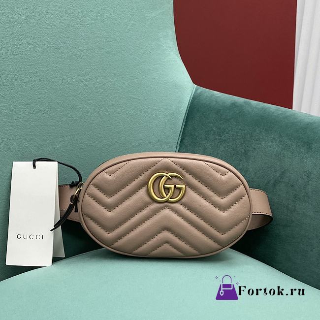 Fortok Gucci GG Marmont Matelasse Belt Bag Beige 476434 18x11x5cm - 1