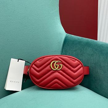 Fortok Gucci GG Marmont Matelasse Belt Bag Red 476434 18x11x5cm